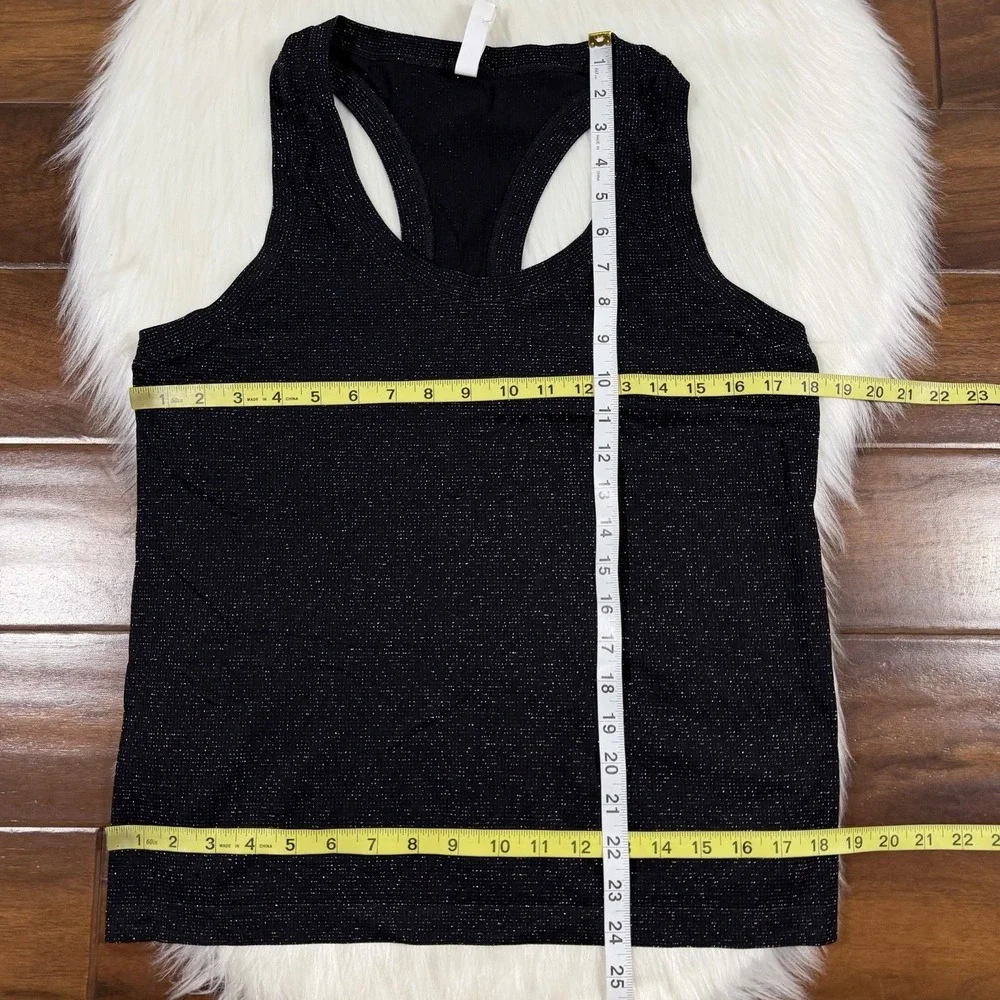 Athleta Size Large Black Shimmer Glitter Sparkle Seamless Racerback Tank Top